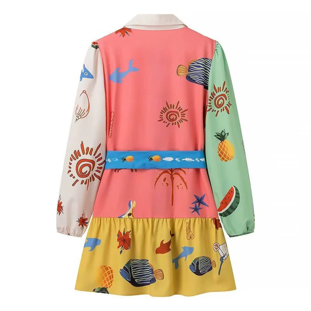 ZARA Long Sleeve Printed Shirt Dress